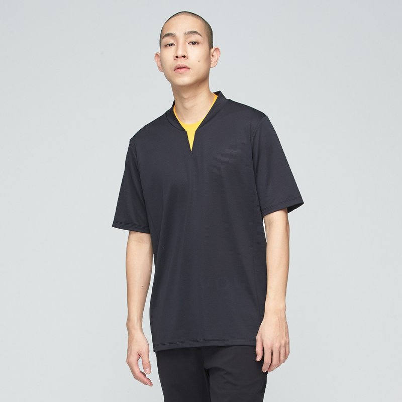 Cozee-抗菌透气立领上衣(男)-胶片黑 - 男装上衣/T 恤 - 聚酯纤维 黑色