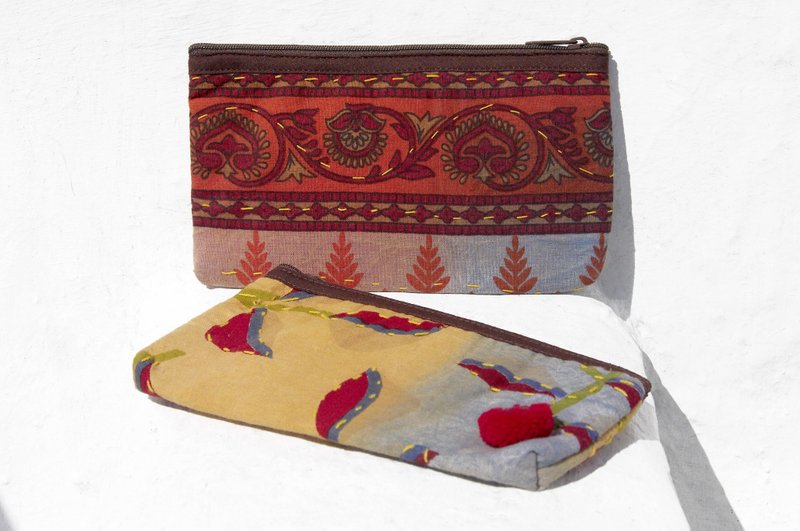 生日礼物 情人节礼物 限量手工 Boho刺绣收纳包 / 民族风包 / 相机包 / 皮革化妆包 / 手机包 / 旅行手拿包 - 叶子手工刺绣 民族风化妆包 旅行包 - 手拿包 - 棉．麻 多色