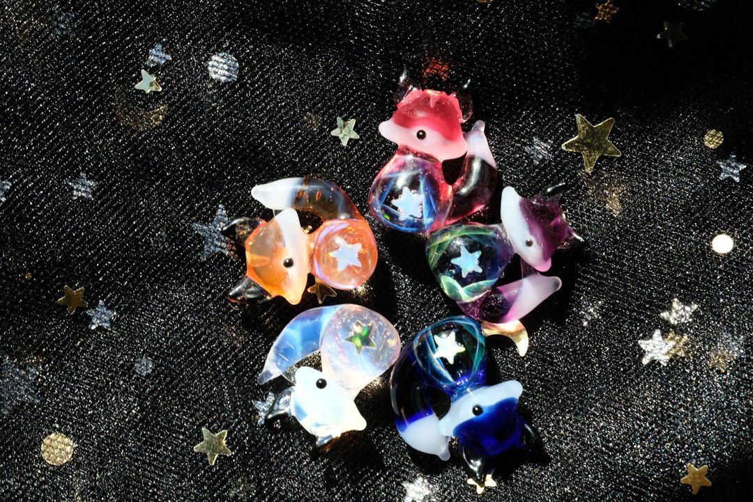 Starry Fox 星夜.狐琉璃吊坠 - 项链 - 玻璃 白色