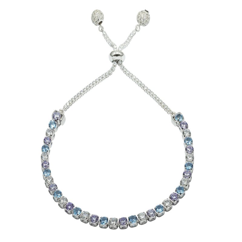 纯银八心八箭锆石单排手链 - 水精灵 - 手链/手环 - 其他金属 蓝色