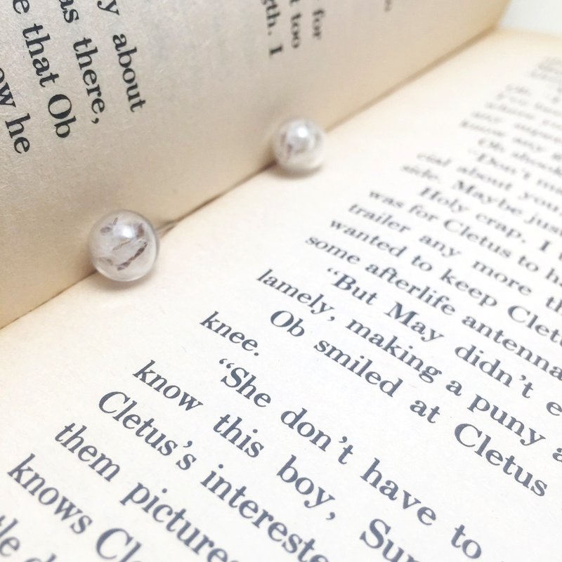 △ 玻璃球耳环 －团子，蒲公英Dandelion - 耳环/耳夹 - 玻璃 白色