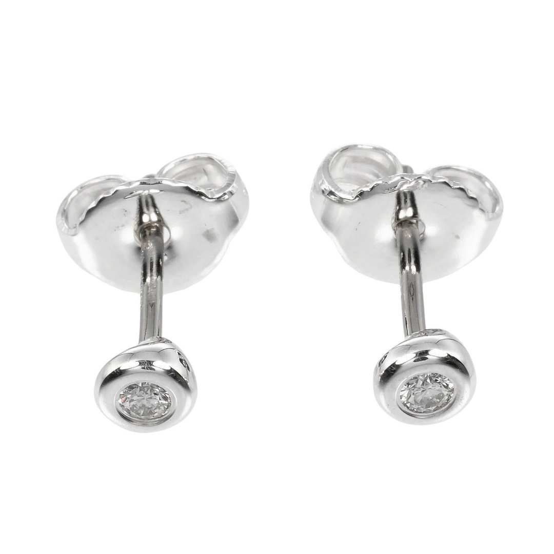 【日本直送】蒂芙尼 TIFFANY&Co. 经典圆钻单钻系列 (By The Yard) 耳环 银 925 钻石 约0.9g【二手】A级 - 耳环/耳夹 - 银 银色