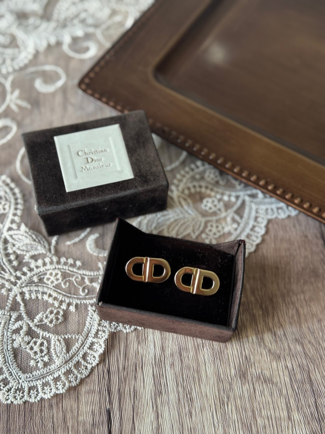 中古正品 Christian Dior 迪奥 袖扣 袖口钮 毕业礼物 结婚礼物 - 袖扣 - 其他金属 金色