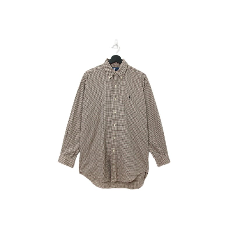 Back to Green-品牌衬衫 Polo灰咖 细格纹LP-31//vintage shirt - 男装衬衫 - 棉．麻 