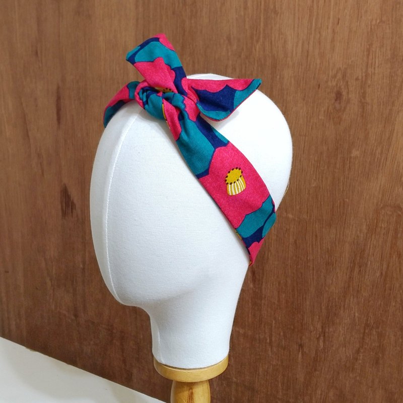 小牛村 手工发饰 铝线发带 植物 日系 蓝绿【绝美茶花】 - 发饰 - 棉．麻 蓝色