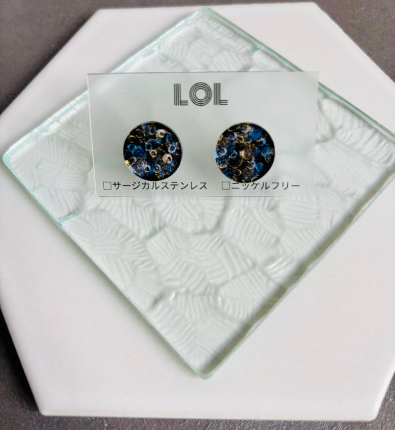 night/003 圆形S 耳针或耳夹 - 耳环/耳夹 - 塑料 黑色