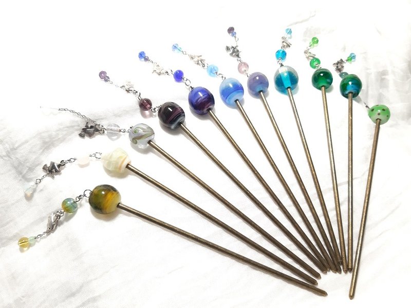 柚子林琉璃 - 夏天的尾巴 第6弹- 小魔女配件 -随意混色系列 发簪 - 发饰 - 琉璃 多色