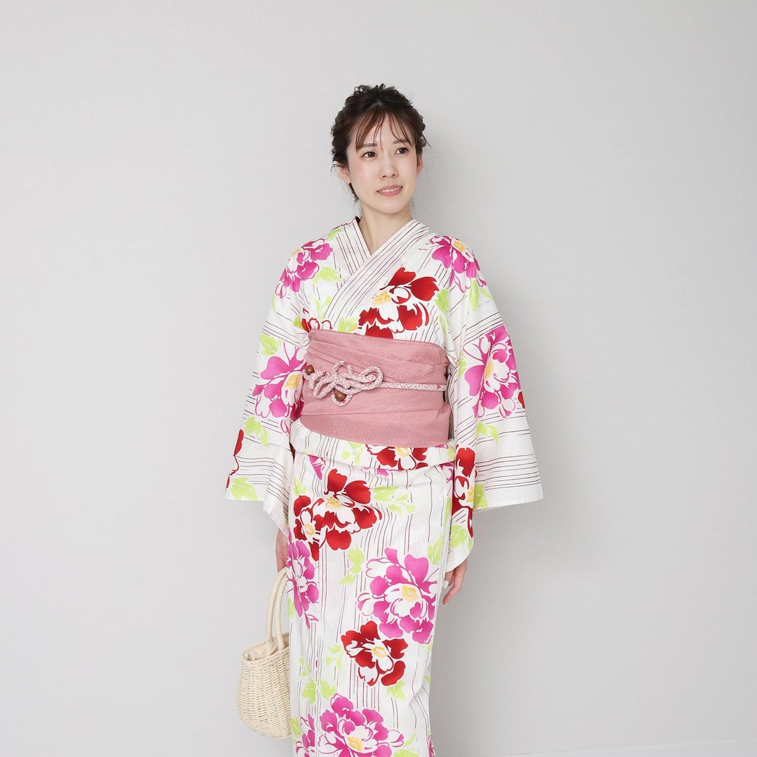 日本 和服 梭织 女性 浴衣 腰封 2件组 F Size x02-19a yukata - 其他 - 棉 粉红色