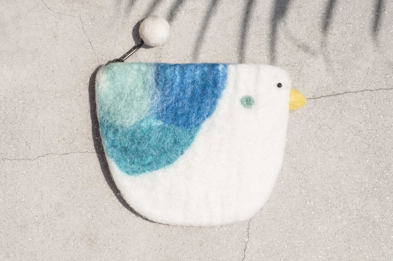 羊毛毡小物袋/羊毛毡收纳袋/零钱包/悠游卡套/羊毛毡钱包-青鸟 - 零钱包 - 羊毛 多色