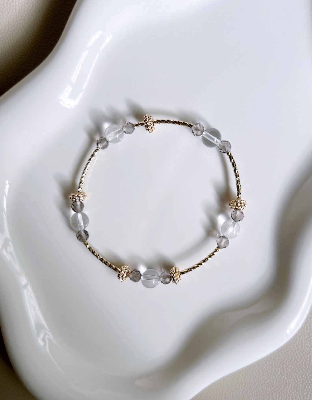 【净化】白水晶、茶晶钻切弹性手链 - 手链/手环 - 水晶 黑色