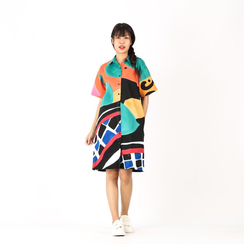 Dress Shirt Cotton Hand Paint Collection Land Of Art SS24-12 - 洋装/连衣裙 - 棉．麻 多色