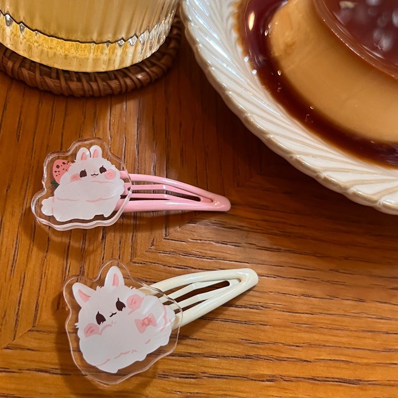 白白兔宝宝压克力发夹 - 发饰 - 塑料 红色