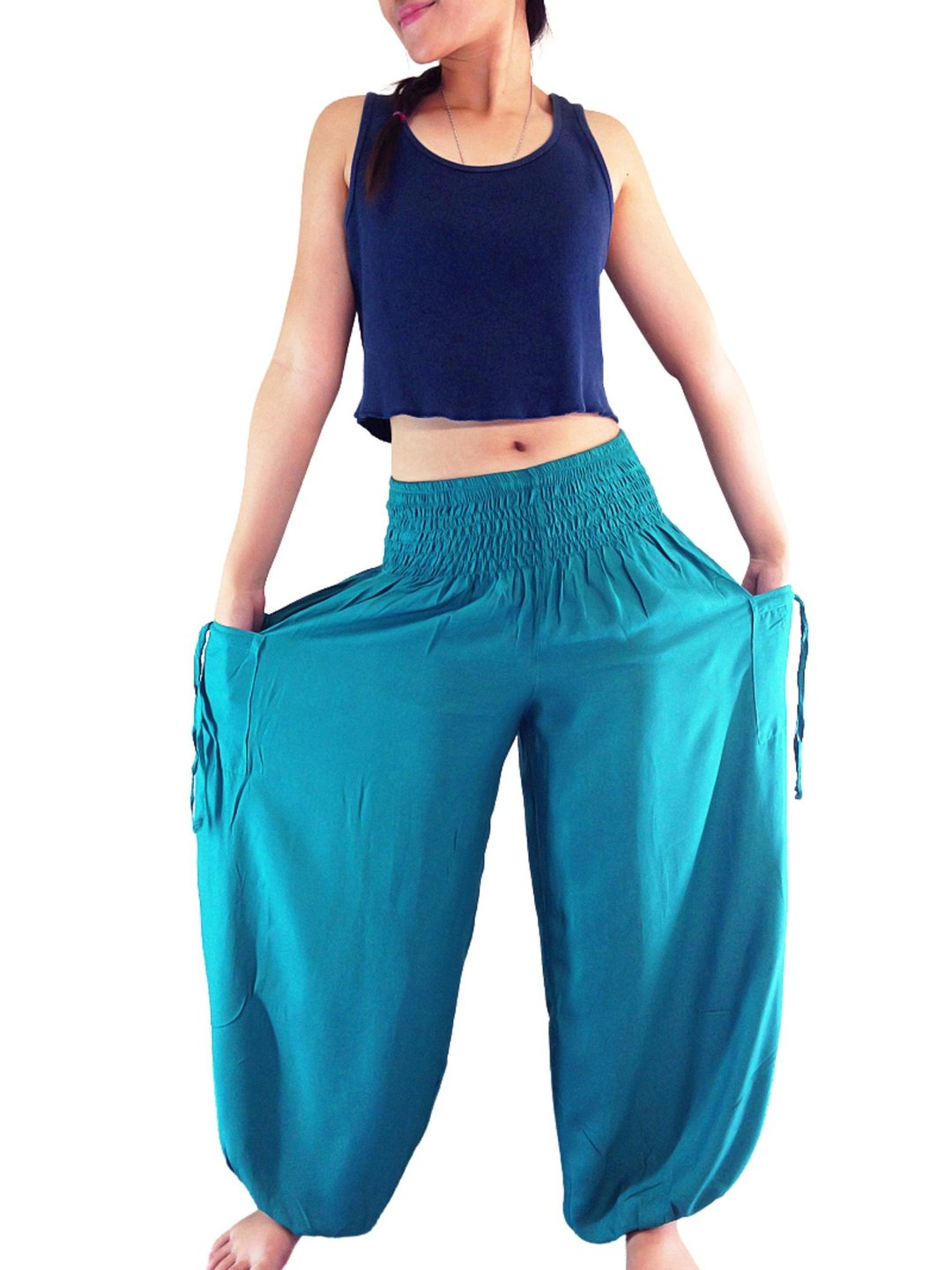 Harem Pants Women Clothing Yoga Pants Aladdin Pants Genie Pant Rayon Trousers - 男士长裤 - 其他材质 绿色