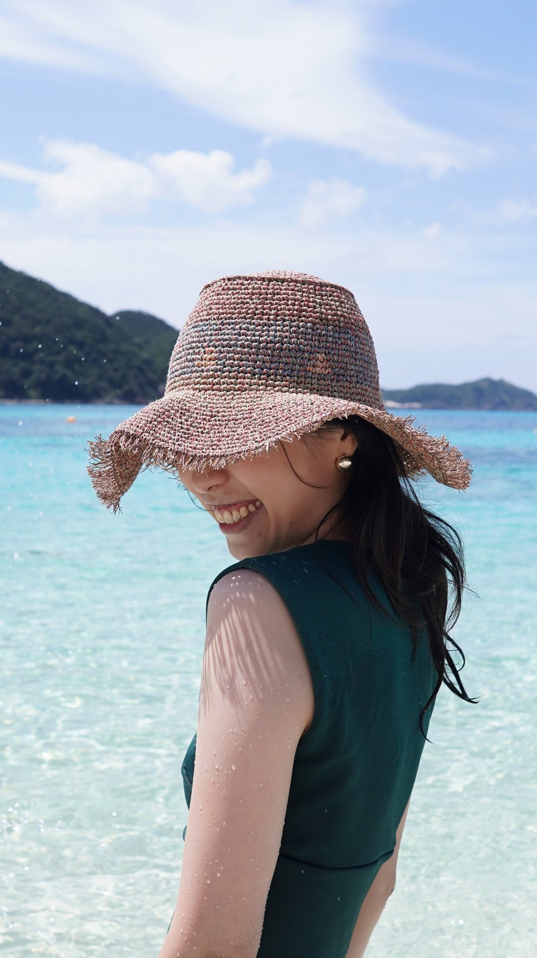 你的假期-大宽檐流苏度假草帽-浅麦草/深棕榈 - 帽子 - 棉 卡其色