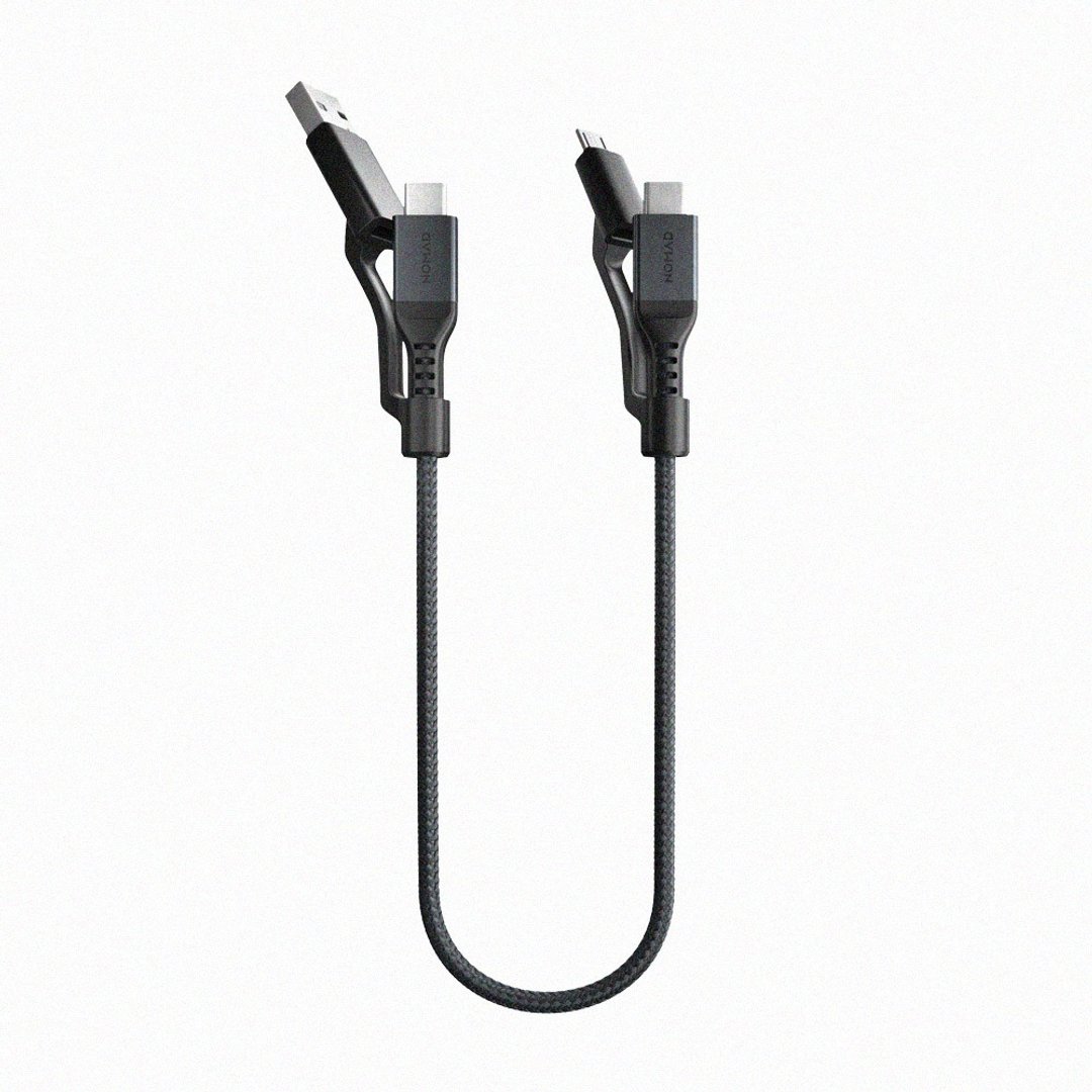 【美国NOMAD】  Universal 3合1 充电传输线 V2 -0.3m | USB-C - 充电宝/传输线 - 铝合金 黑色