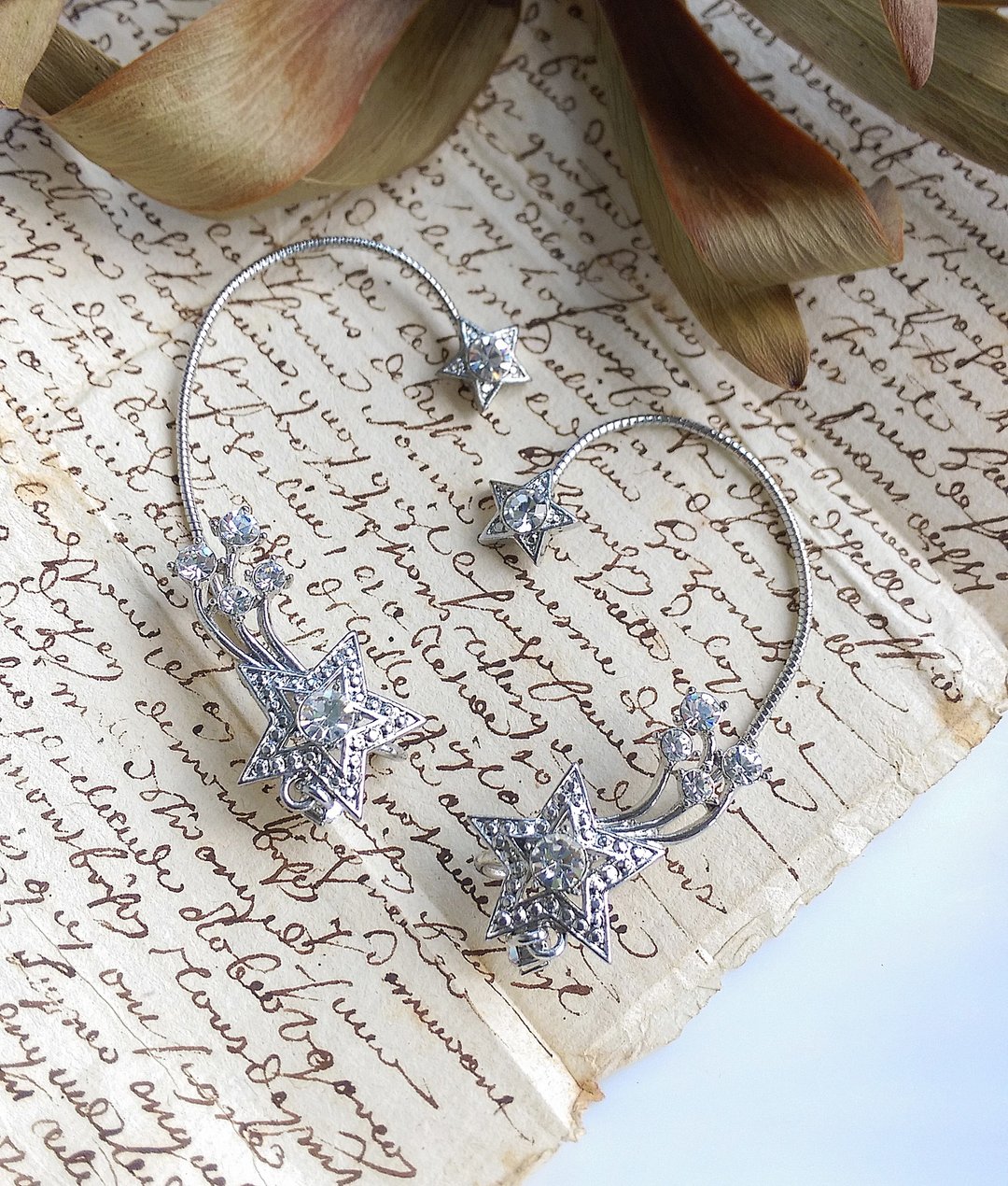 Vintage Jewelry 西洋古董饰品 AVON 星星流星 耳挂耳环 耳套耳环 - 耳环/耳夹 - 其他金属 金色
