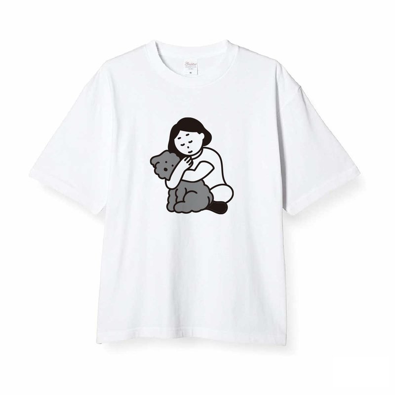 Two of Us Oversized T-shirt - 中性连帽卫衣/T 恤 - 棉．麻 白色