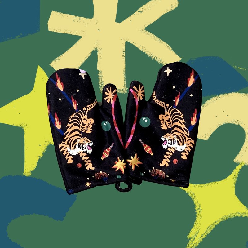 Twin Tigers Oven Mitt - 手套 - 聚酯纤维 多色