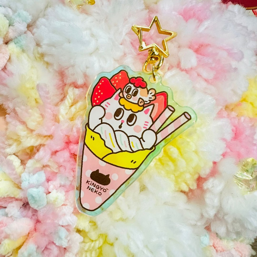 Kingnekosan 压克力造型钥匙圈  草莓可丽饼 - 钥匙链/钥匙包 - 塑料 多色