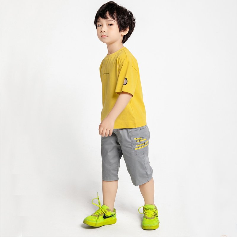 【出清优惠】印花七分裤 - 童装裤 - 棉．麻 灰色