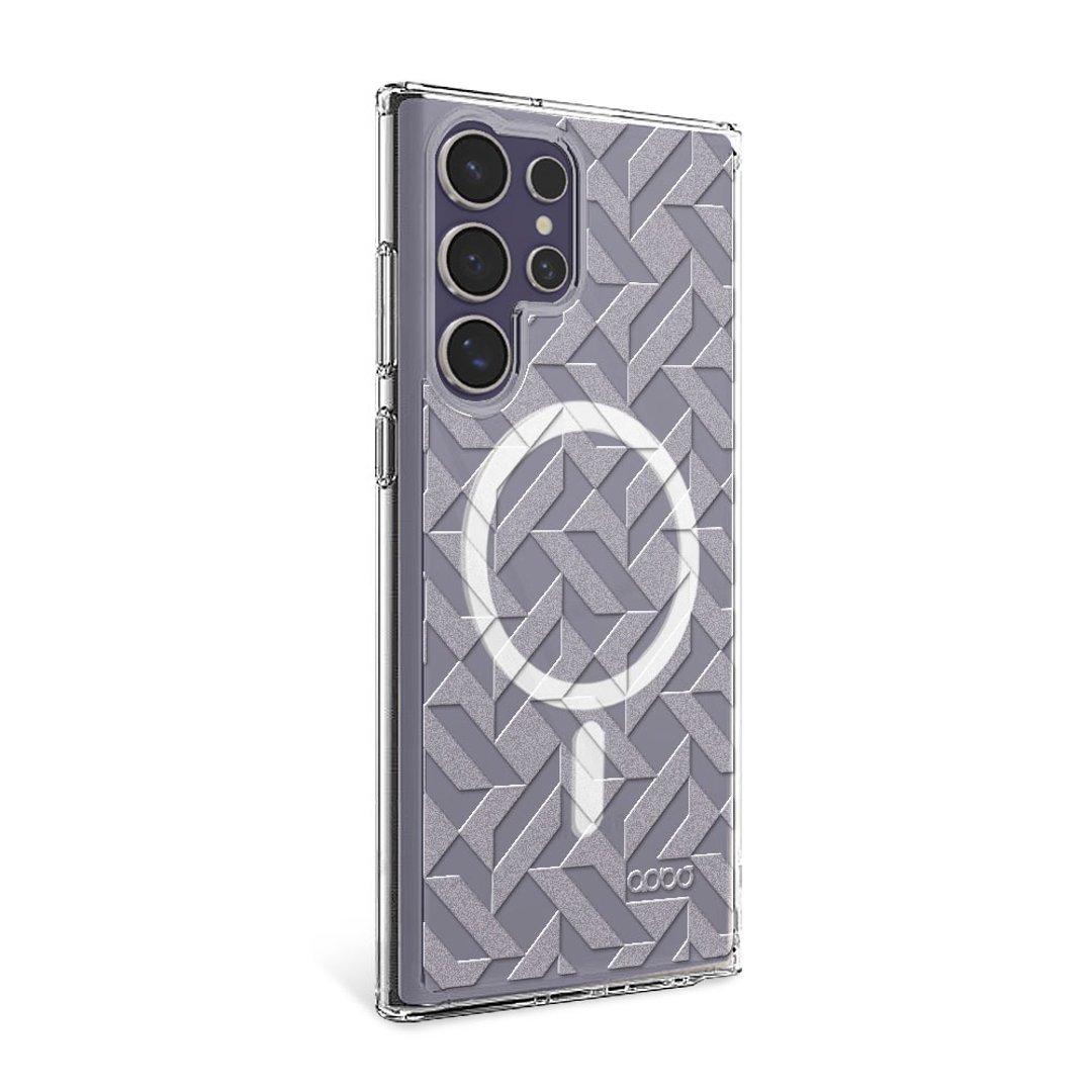 Samsung S26/S25/S24/S23浮雕感轻薄军规防摔磁吸手机壳-透明几何 - 手机壳/手机套 - 其他材质 多色