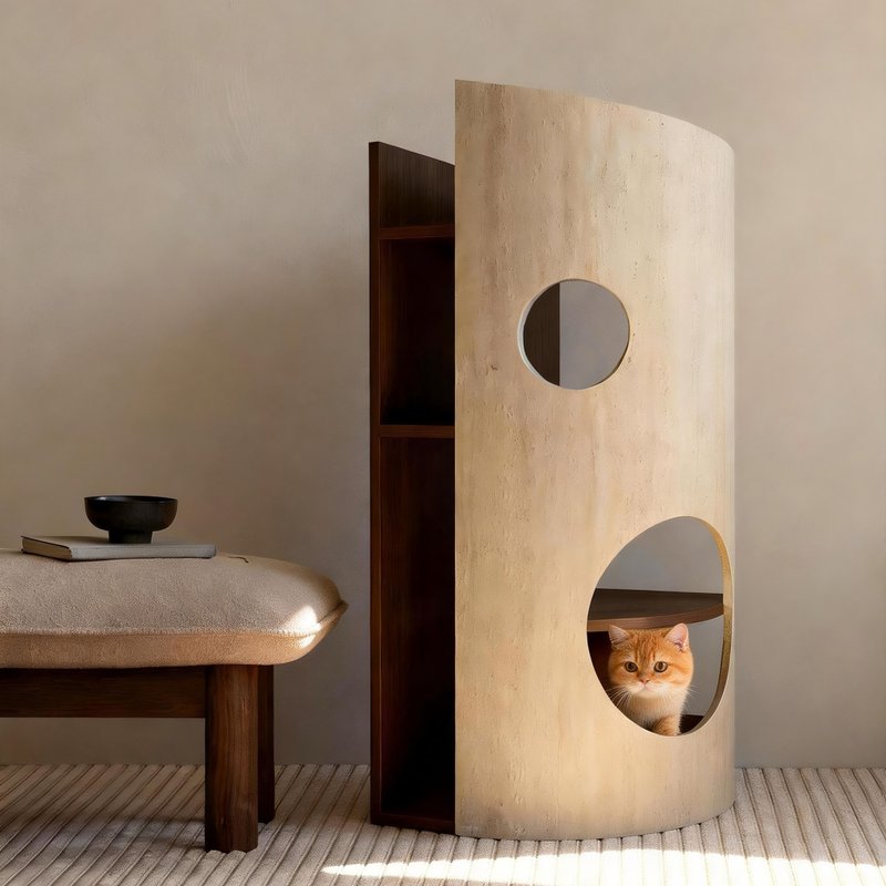 【洞巢 Lya | 猫跳台】以洞为巢 安放藏匿的渴望 - 抓板/跳台 - 木头 咖啡色