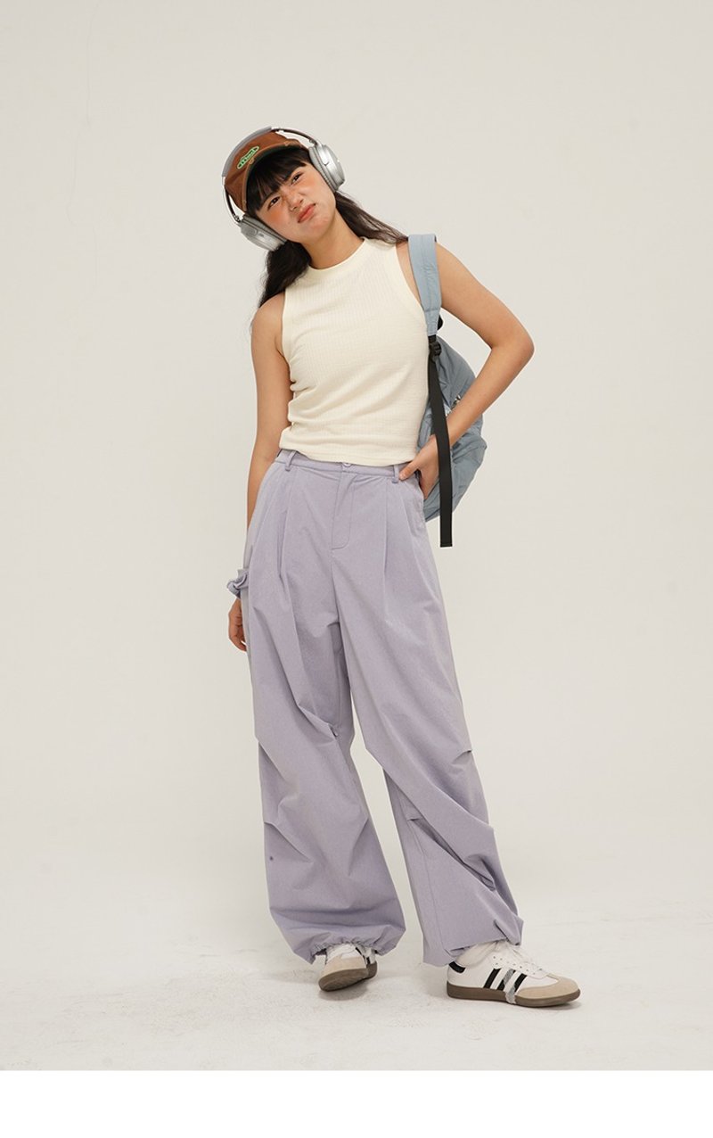 oddmaker超级百搭宽松伞兵裤休闲工装裤小众设计感运动裤子女 - 女装长裤 - 其他人造纤维 