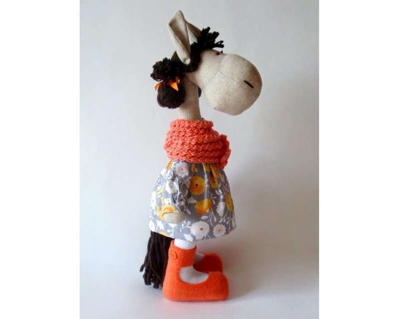 填充马玩偶，儿童礼物，马玩偶，送给女孩的礼物 - 玩具/玩偶 - 亚麻 橘色