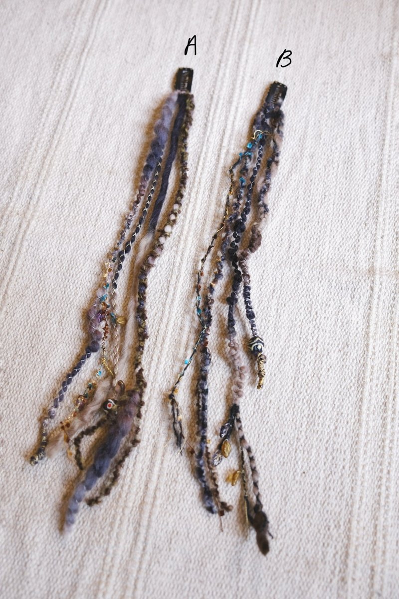 脏辫 穿戴式 发夹发片 Gypsy hair Clip (Dark/Brown) - 发饰 - 羊毛 黑色