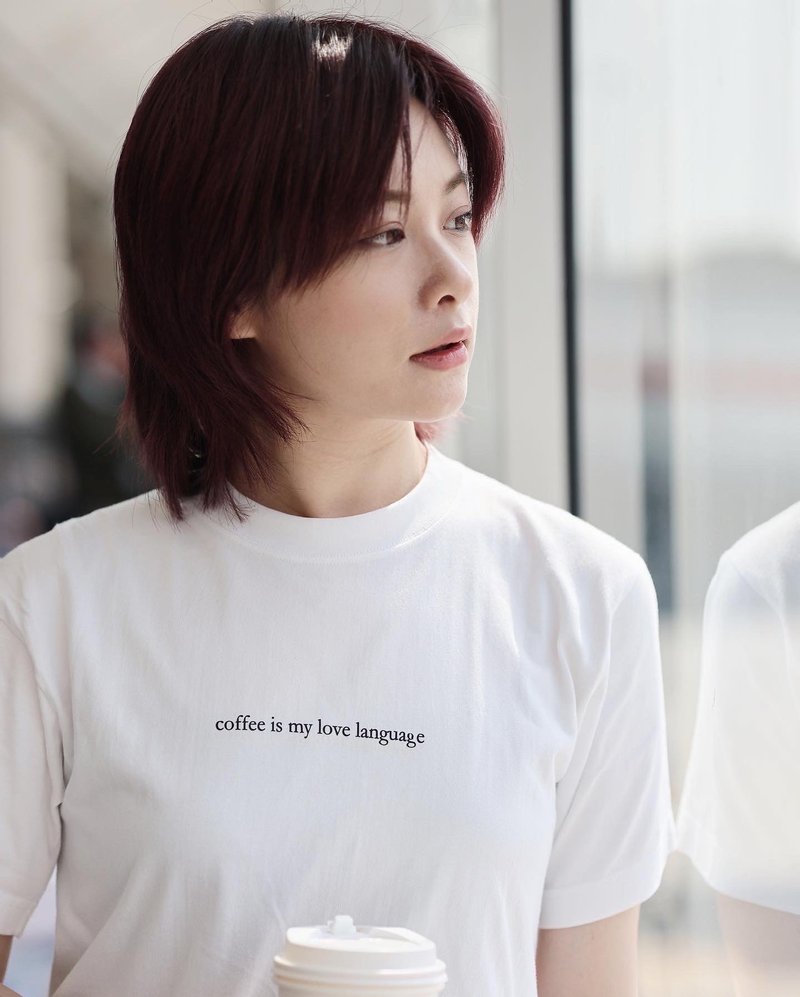 coffee is my love language white tshirt - 女装 T 恤 - 棉．麻 白色