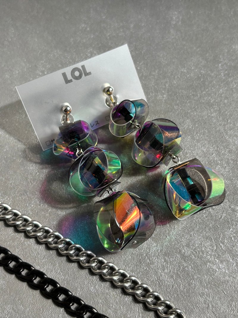 PVC Design F 005 耳夹式耳饰 - 耳环/耳夹 - 其他材质 黑色