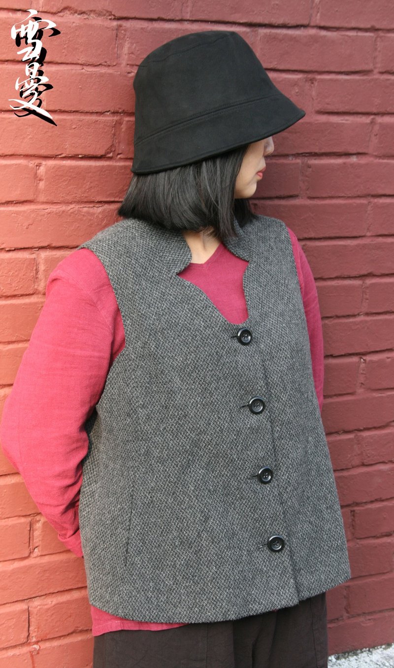 【声声慢】雪曼系列灰阶双口袋淑女羊毛背心 - 女装背心 - 羊毛 灰色