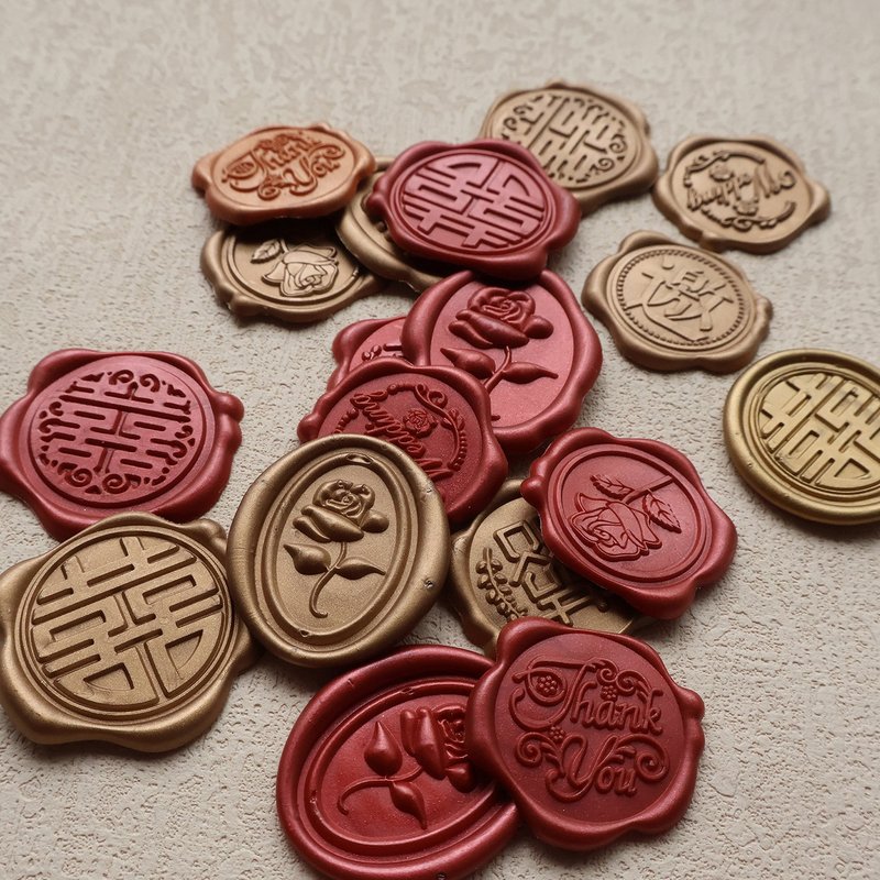 封蜡贴纸 | 信封贴纸 质感贴纸 喜帖贴纸 封蜡 火漆贴纸 封口贴 - 贴纸 - 蜡 金色