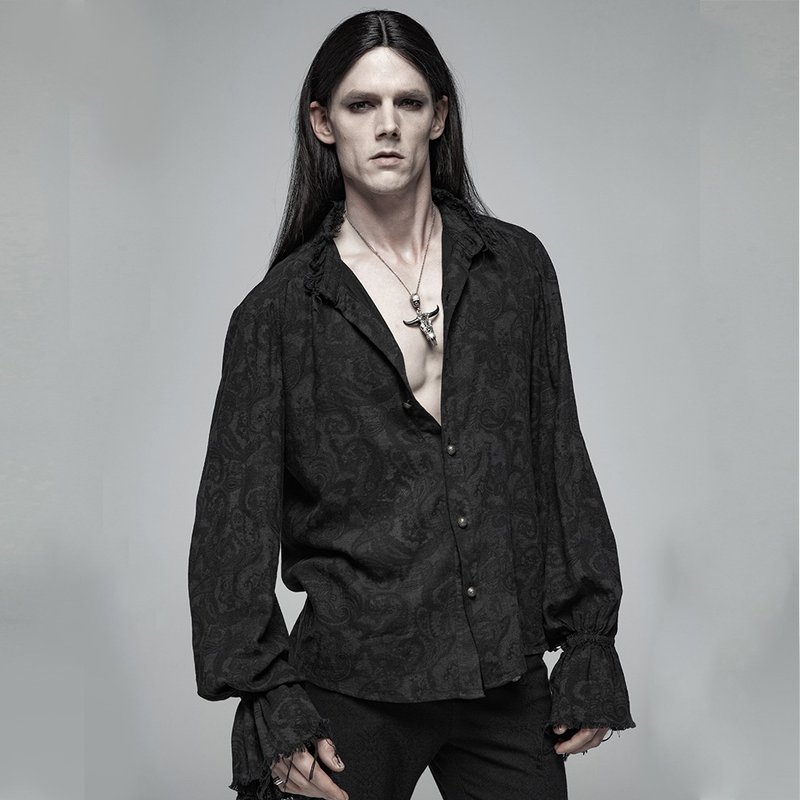 哥德梦魔缇花衬衫 - 男装衬衫 - 其他材质 黑色
