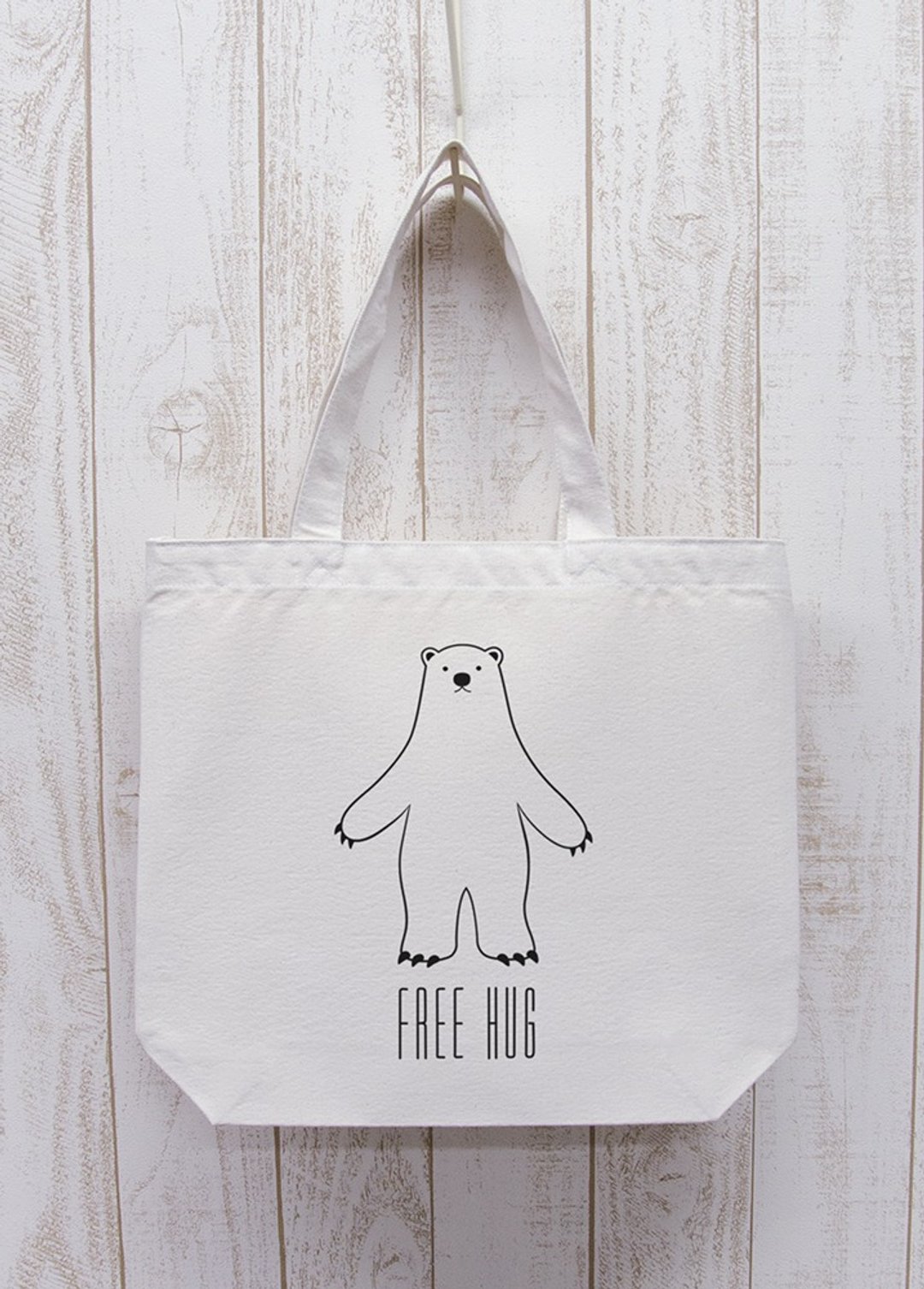 FREE HUG Polar Bear Tote Natural / R013-BT-NA - 其他 - 棉 白色