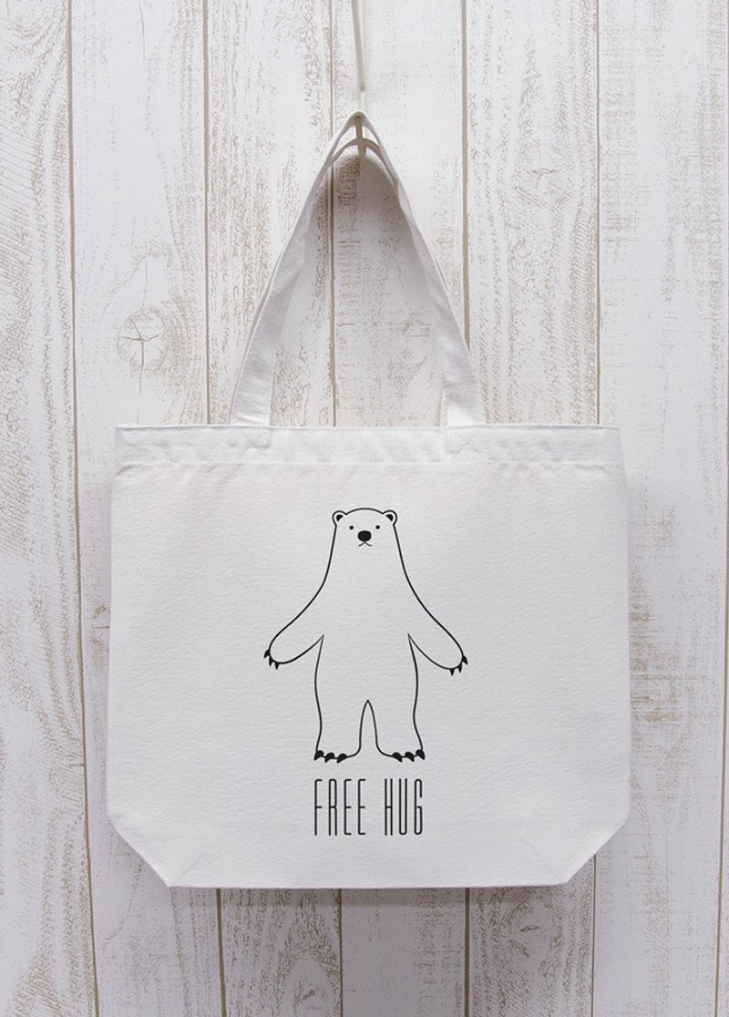 FREE HUG Polar Bear Tote Natural / R013-BT-NA - 其他 - 棉．麻 白色