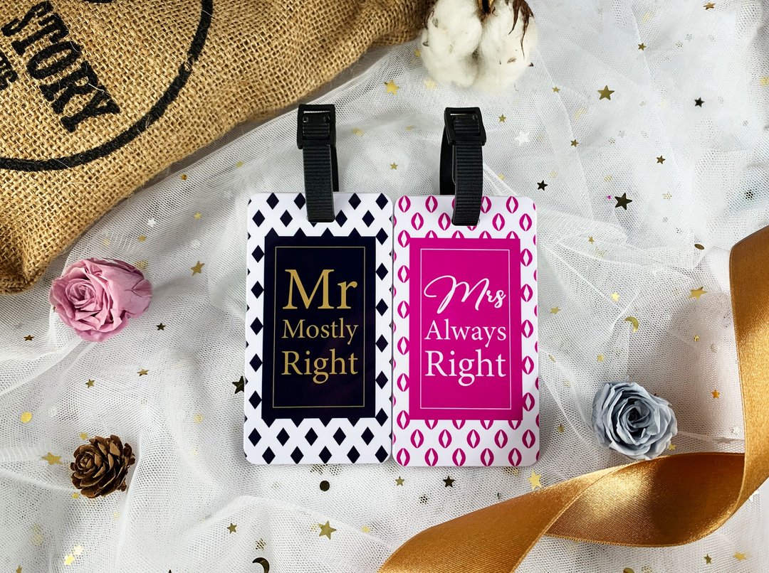【爱情系列】Mr.Mrs.Right普普风行李吊牌套组/婚礼小物 - 行李吊牌 - 塑料 白色