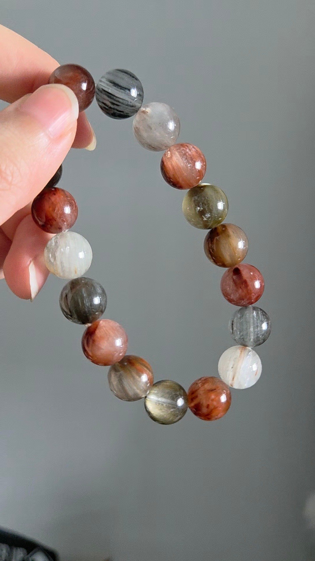 精品老矿复古色系猫眼彩兔毛 兔毛水晶11mm+净化 磁场疗愈能量 - 手链/手环 - 水晶 多色