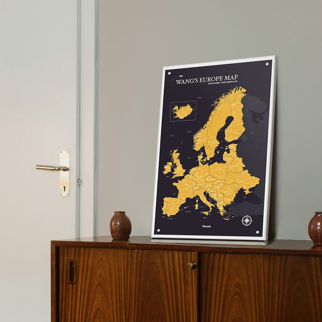 欧洲地图 - 订制磁吸系列海报 - 曜金黑 (情人节礼物)-IKEA 留言板款 - 海报/装饰画/版画 - 纸 黑色