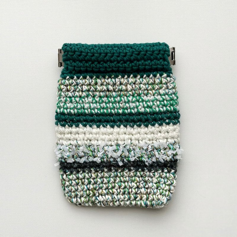 手作编织包/编织小包/零钱包/收纳包 - 零钱包 - 棉．麻 绿色