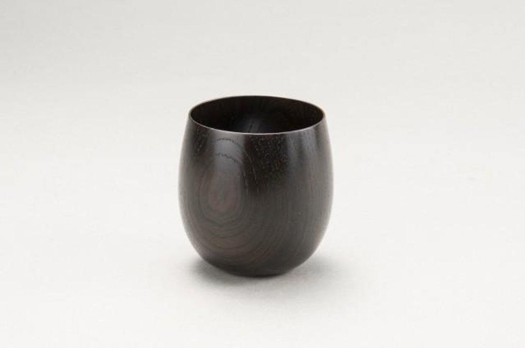 Keyaki Tamayura Cup Black Slip - 咖啡杯/马克杯 - 木头 黑色