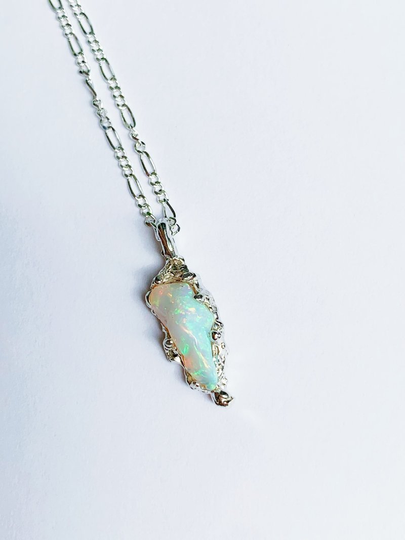 十月诞生石 - 不规则蛋白石月蚀项链 - 项链 - 半宝石 多色