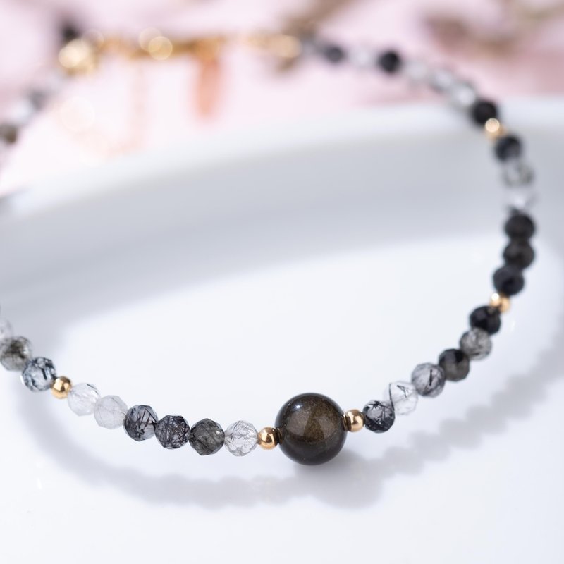 黑发晶 14K包金手链 - 手链/手环 - 水晶 多色