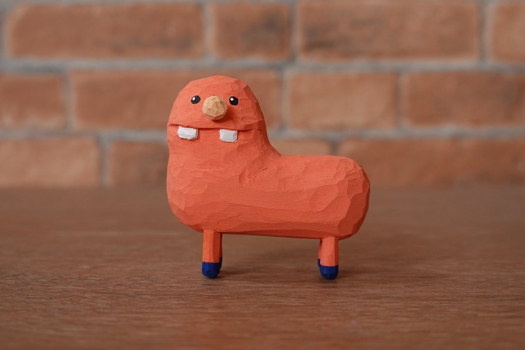 Wooden Figure Coral Marty - 玩偶/公仔 - 木头 橘色