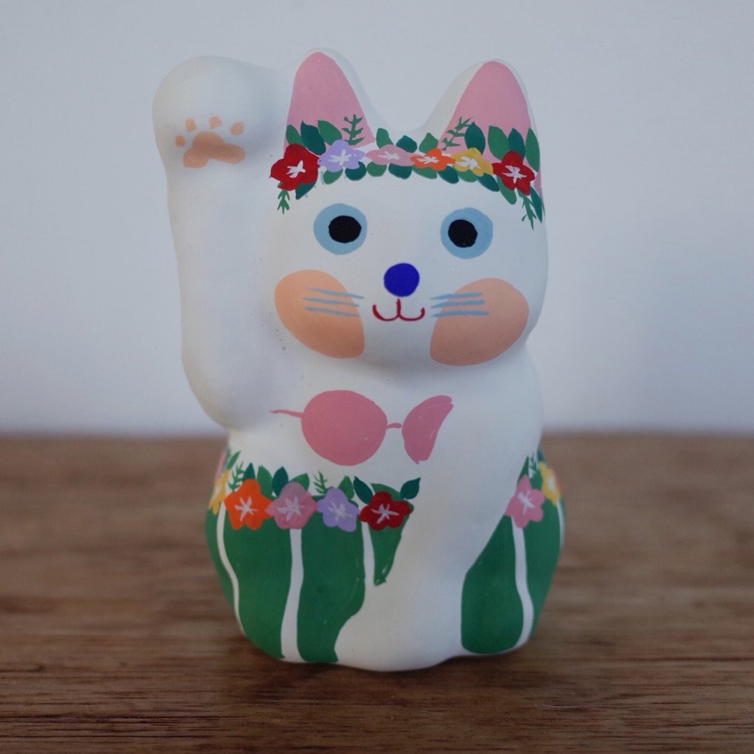 Lucky Cat Hula Girl Right hand beckoning - 玩偶/公仔 - 纸 