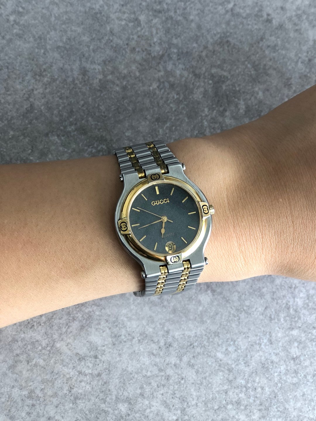 【日本直送 名牌中古包】GUCCI 古驰 腕表 银色×金色 标志 不锈钢 9000M vintage 古董 devypm - 女表 - 不锈钢 银色