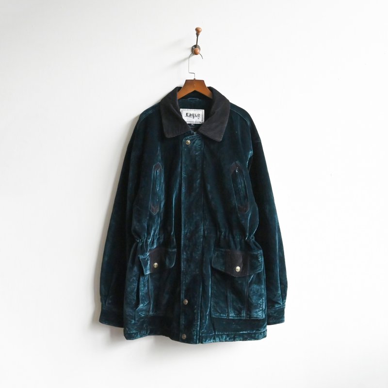 【蛋植物古着】深潭湖水铺棉宽松古着外套 - 男装外套 - 其他人造纤维 