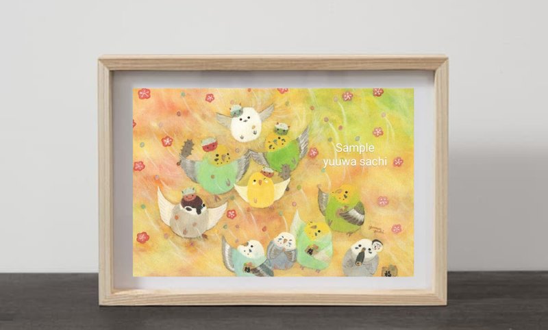 A4 节分鹦鹉 魔豆 虎皮鹦鹉雀小鸟 鸟 野鸟 - 海报/装饰画/版画 - 纸 黄色