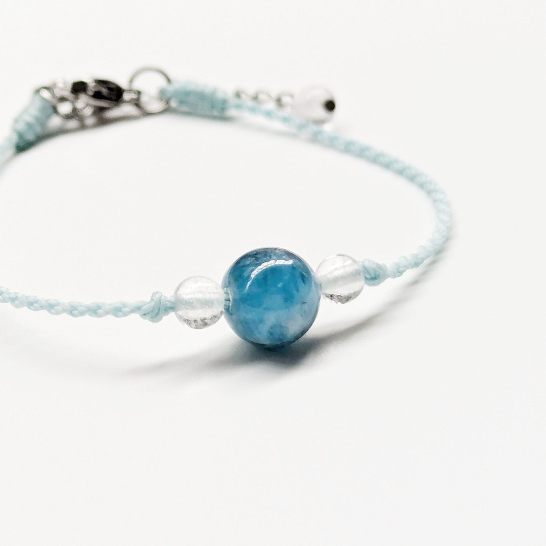 天然水晶手环 蓝磷灰石 Blue Apatite 不锈钢手链 - 手链/手环 - 水晶 