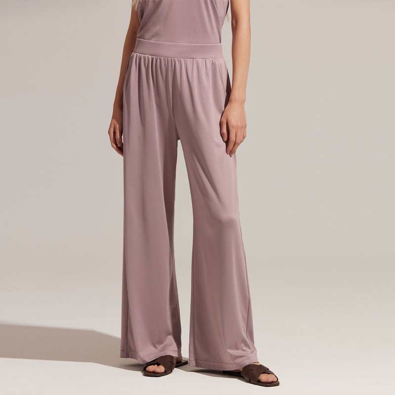 REBOOT瞬眠-亲肤口袋宽裤-瓦灰玫 - 女装长裤 - 聚酯纤维 粉红色